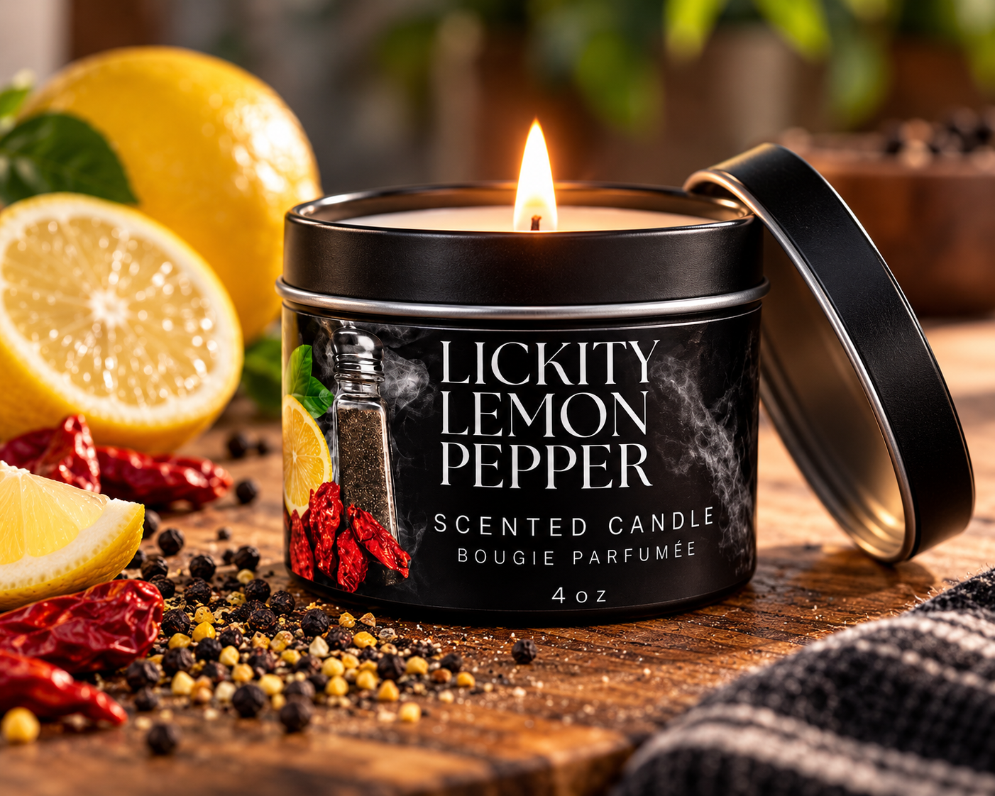 lickity lemon pepper scented candle bougie parfumee rave bbq rubs canada 