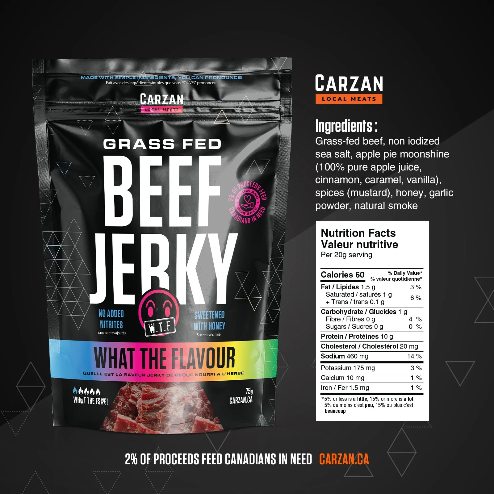 What the Flavour - Whole Muscle Beef Jerky 75g - Carzan Local Meats