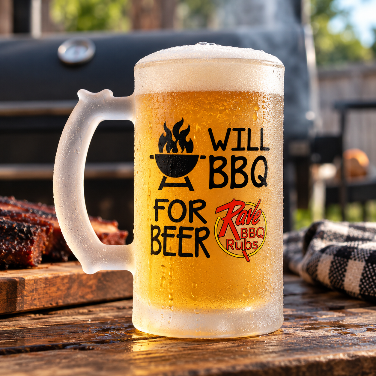 Will BBQ for Beer Frosted Beer Glass