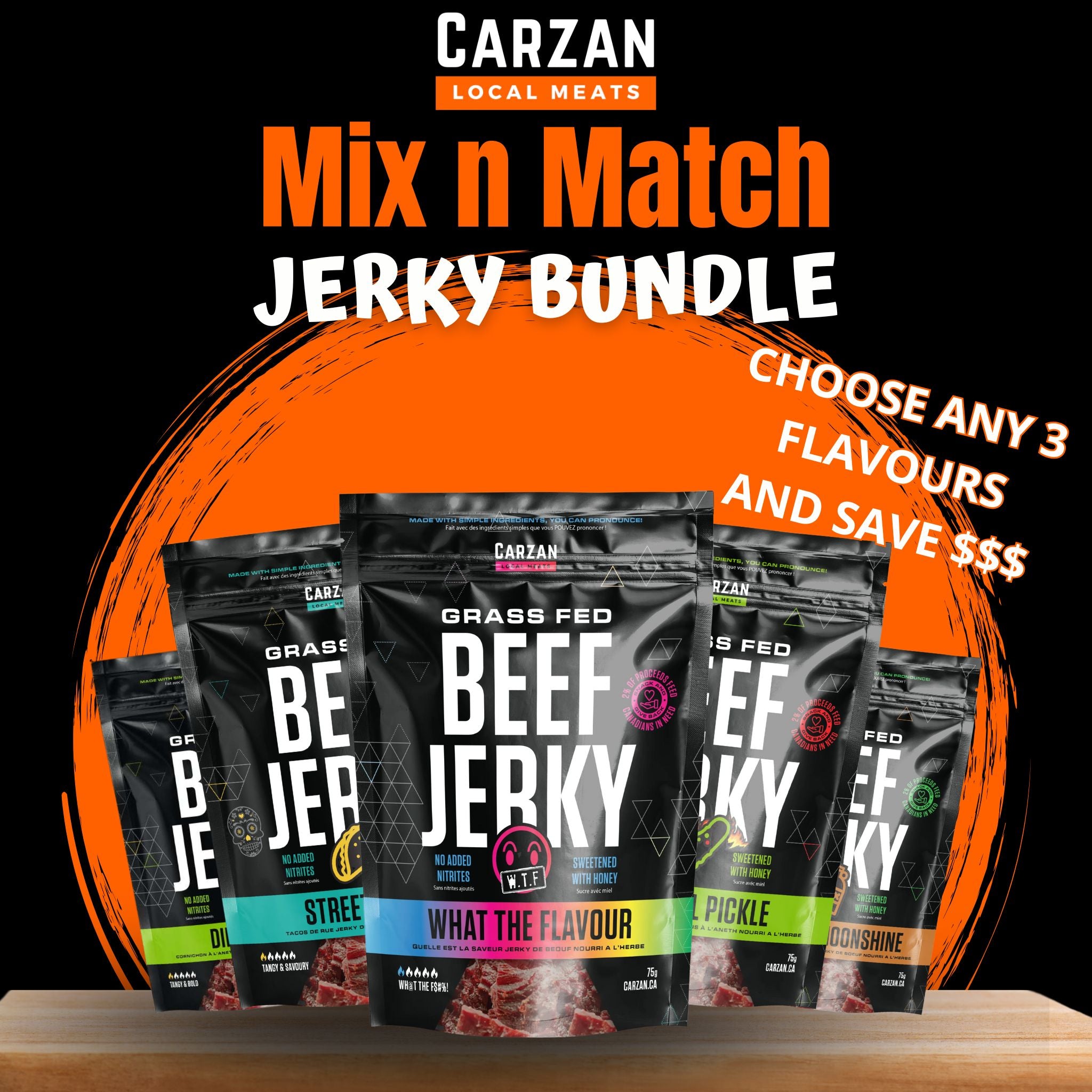 Mix and Match Any 3 Carzan Beef Jerky Bite Bags